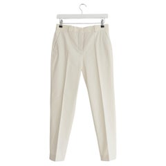 Loro Piana Women's Derk Symphony Cream Cotton Trousers, Size IT38/UK6