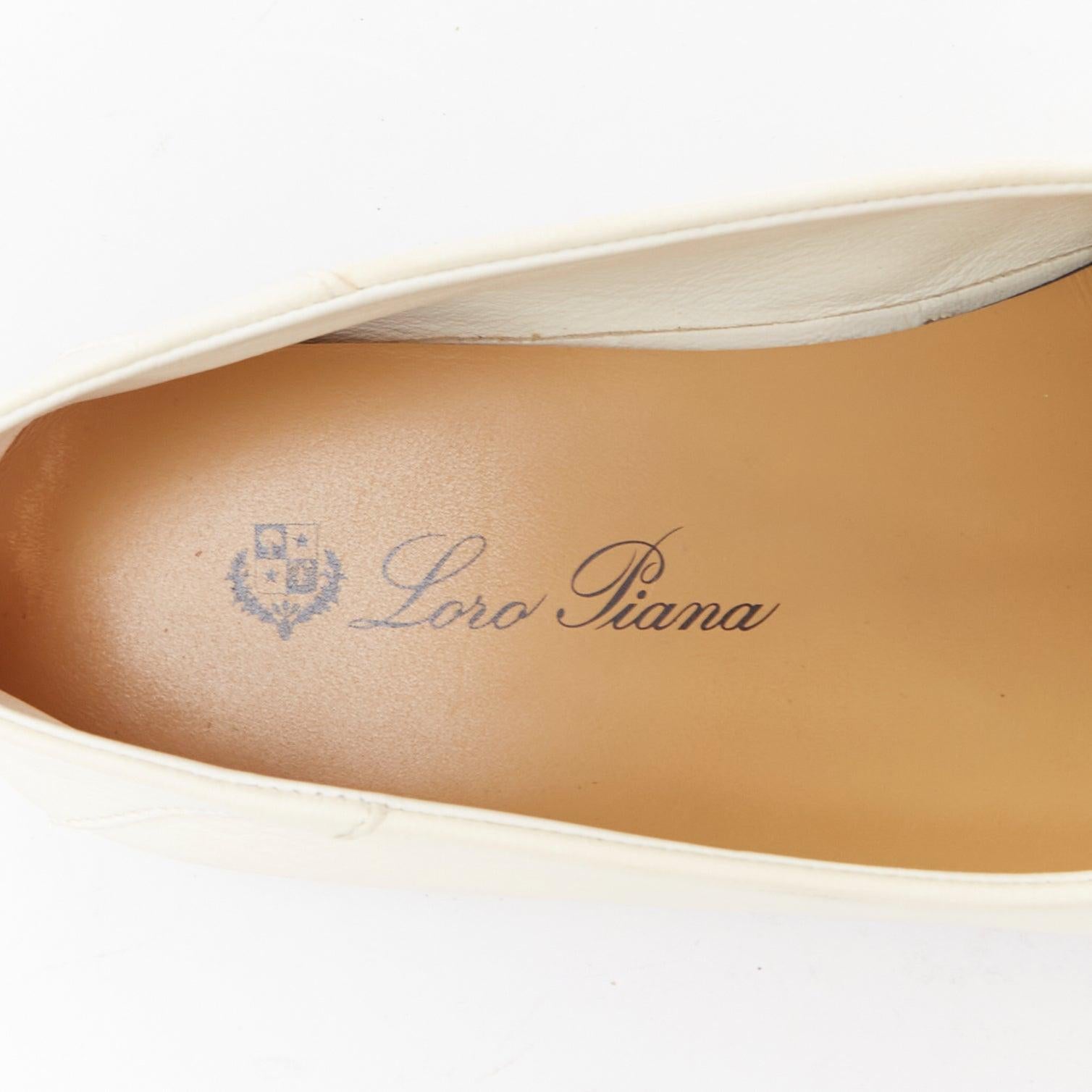 LORO PIANA Dot Sole Walk cream leather tassel mocassins driver loafer EU36.5 For Sale 4