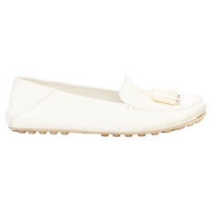 LORO PIANA Dot Sole Walk cream leather tassel mocassins driver loafer EU36.5