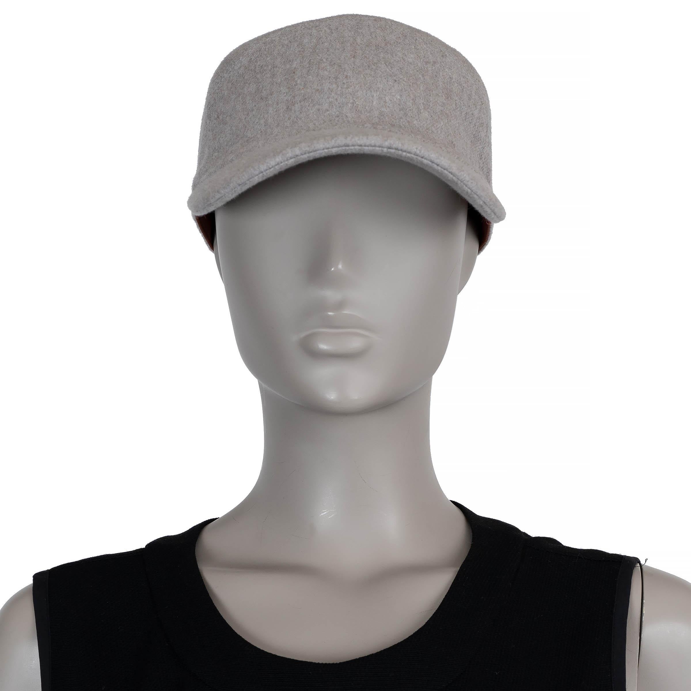 This 100% authentic Loro Piana baseball cap in Wild Dove Melange (taupe) Storm System® cashmere is a refined take on a classic silhouette. Styled with a seamless front panel, it’s crafted from luxuriously soft cashmere treated with Storm System® for