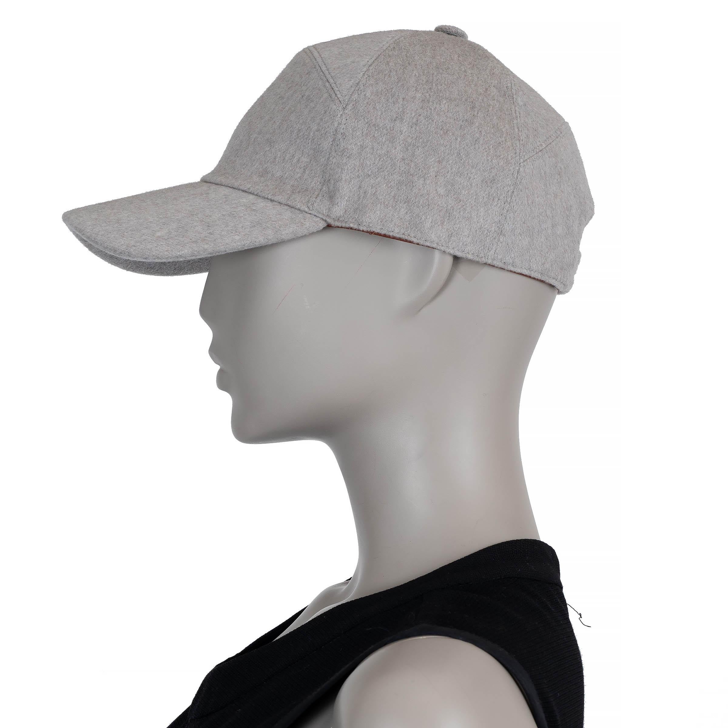Gray LORO PIANA Dove Melange grey cashmere Baseball Cap Hat M For Sale