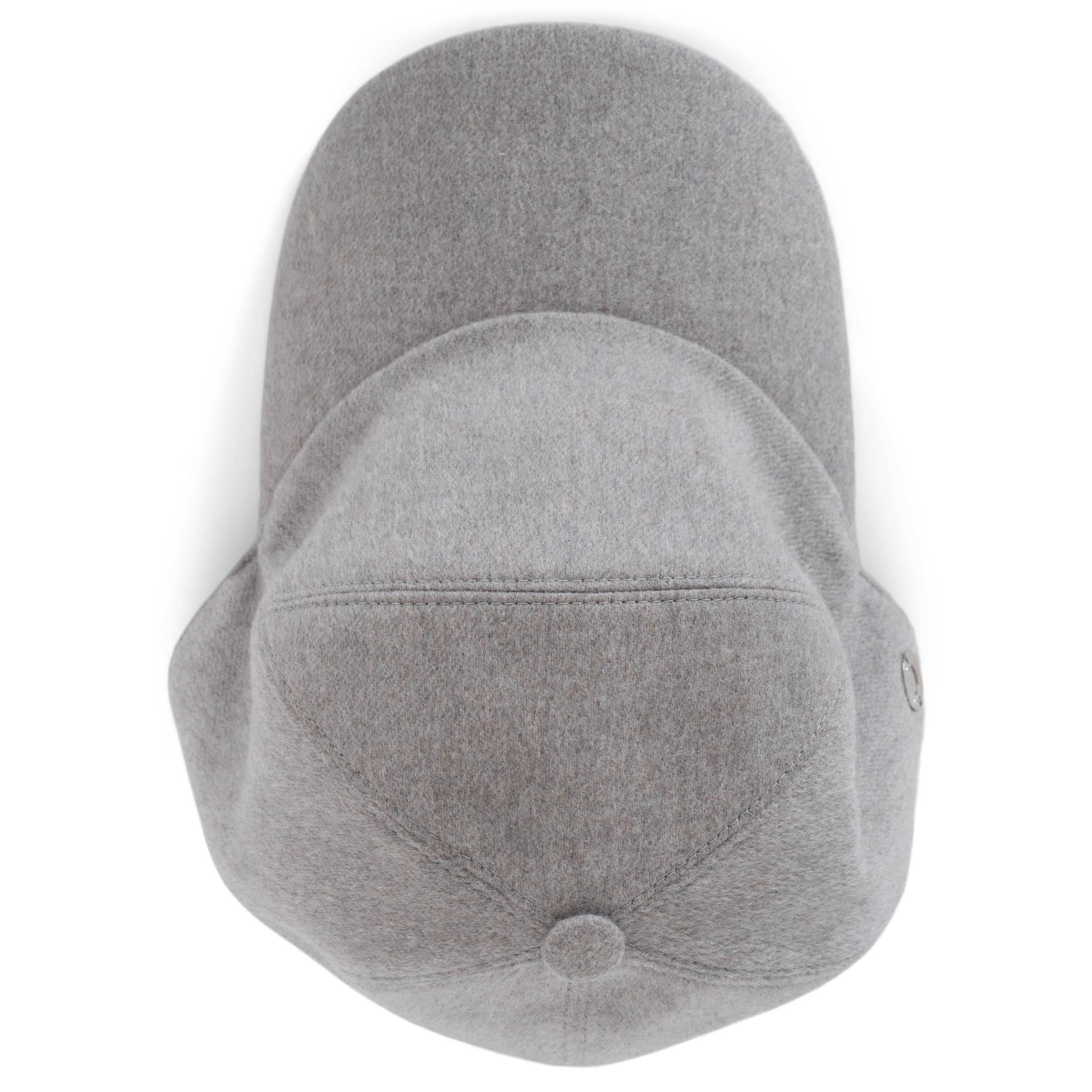 LORO PIANA Dove Melange grey cashmere Baseball Cap Hat M For Sale 1