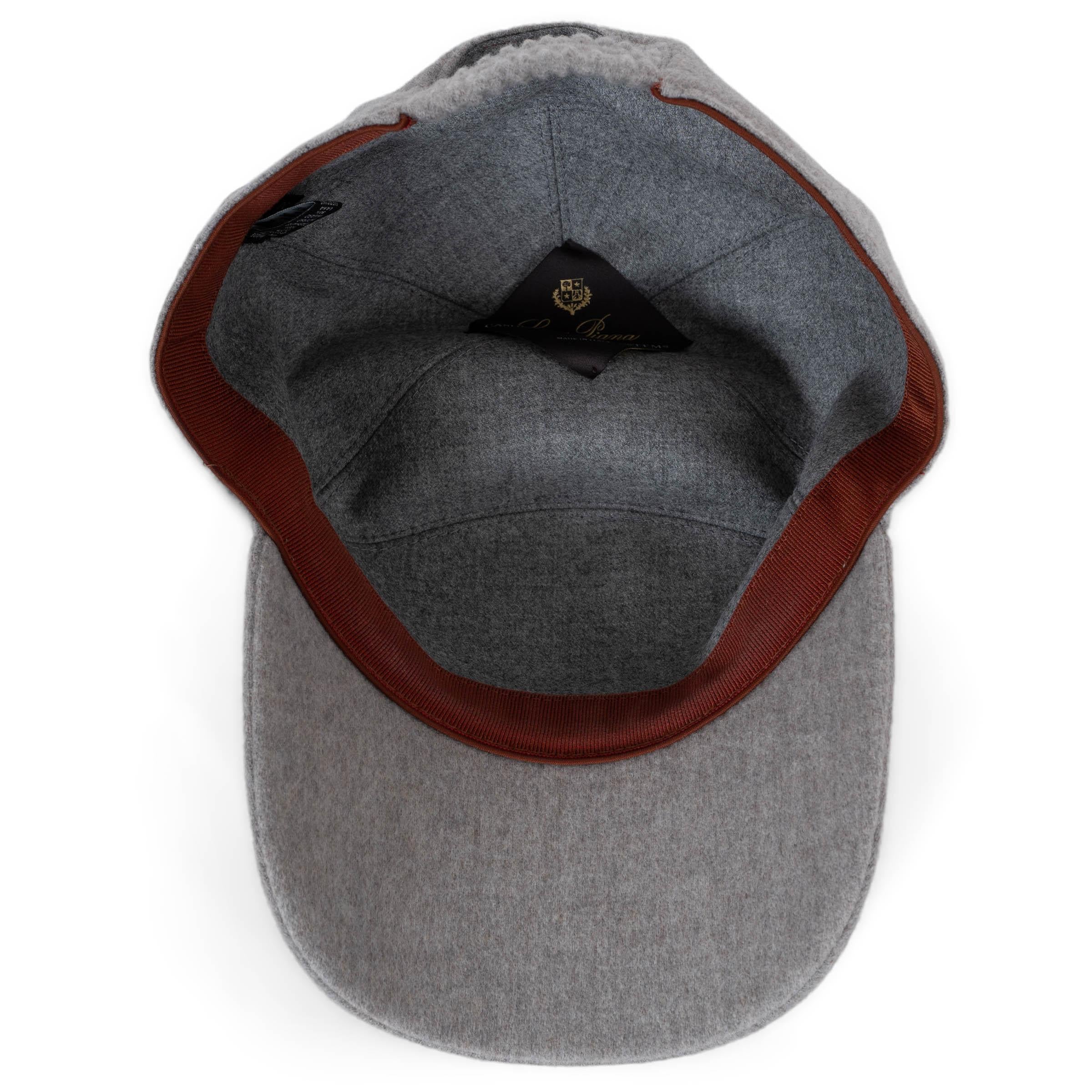 LORO PIANA Dove Melange grey cashmere Baseball Cap Hat M For Sale 2