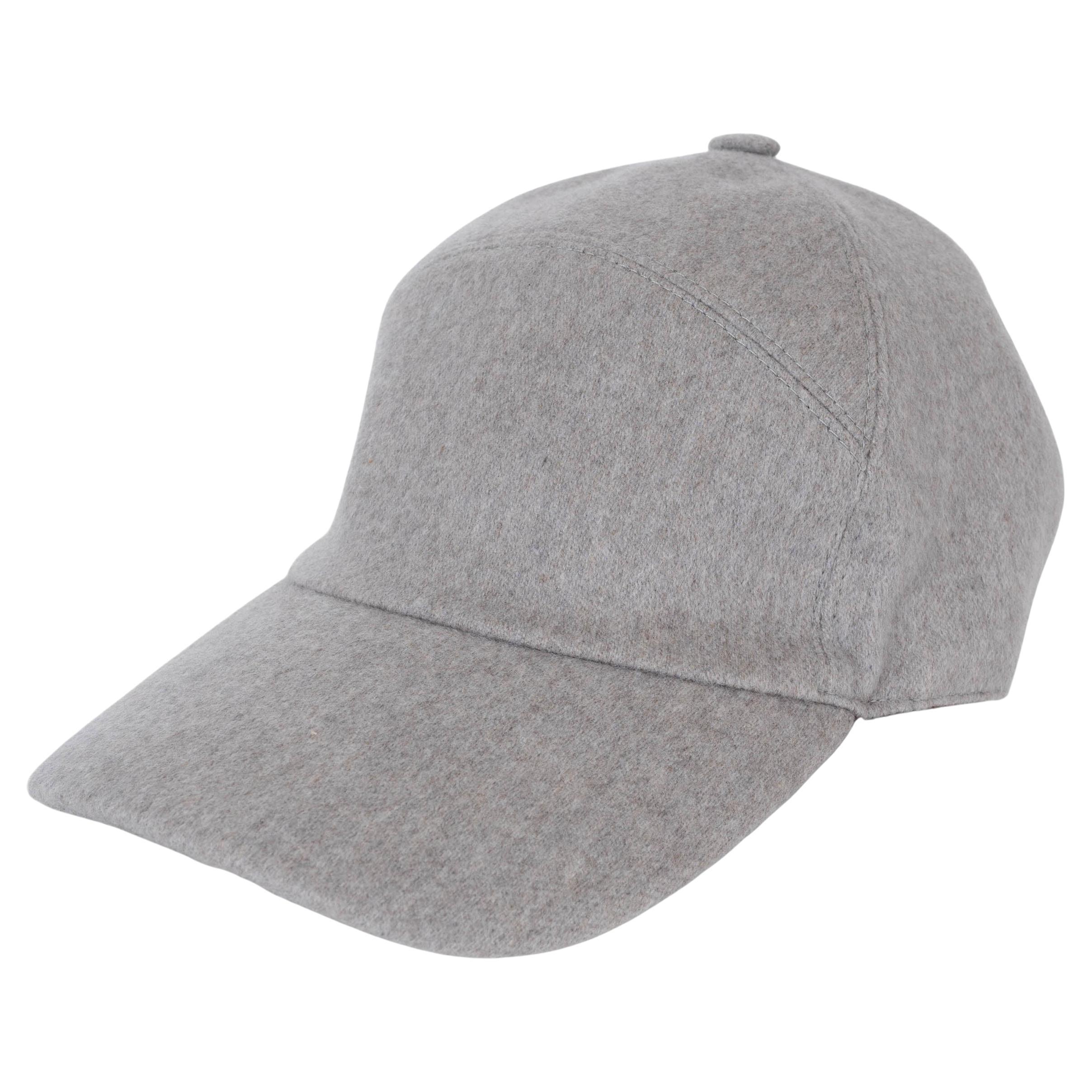 LORO PIANA Dove Melange grey cashmere Baseball Cap Hat M