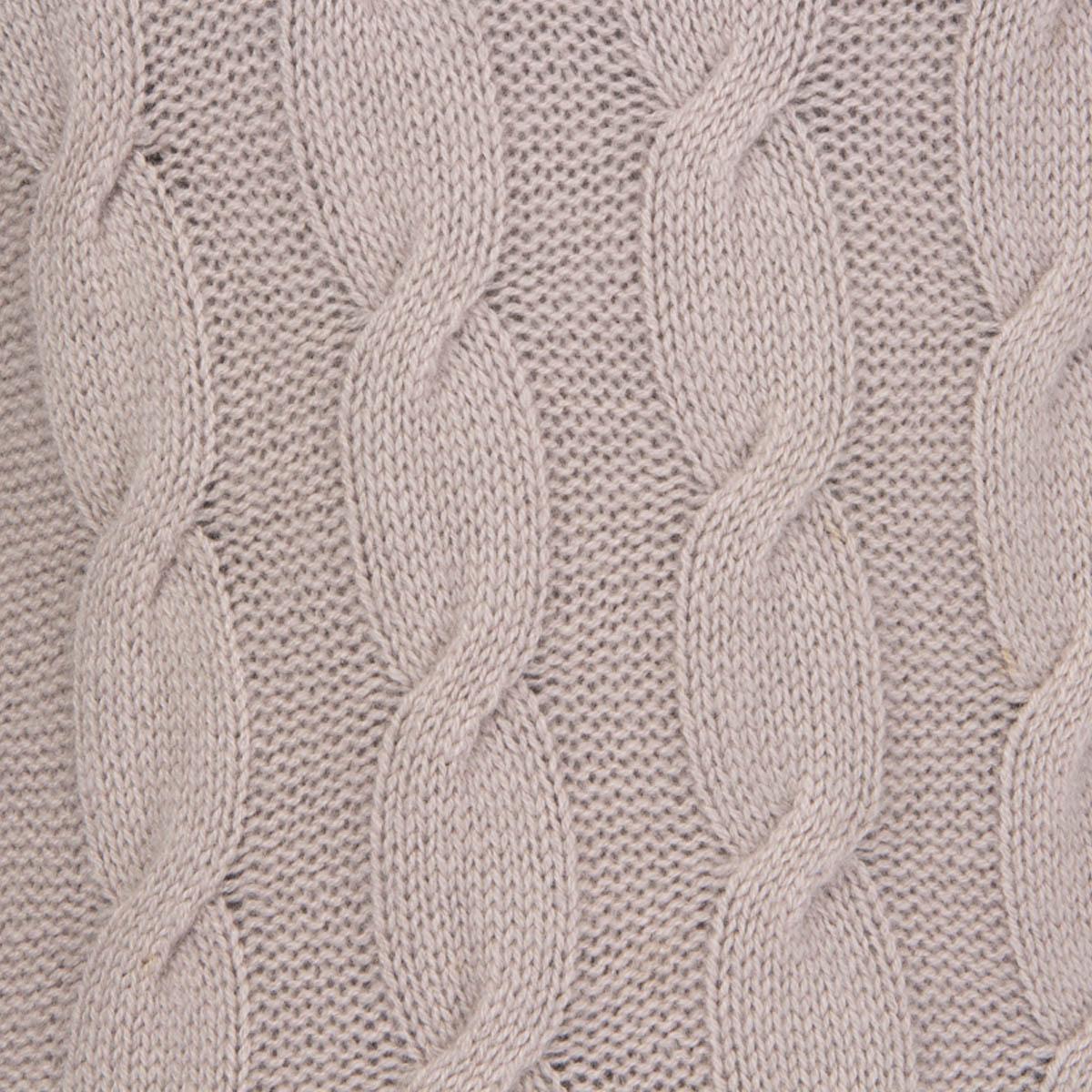 Gray LORO PIANA dusty rose cashmere CABLE KNIT Crewneck Sweater 42 M
