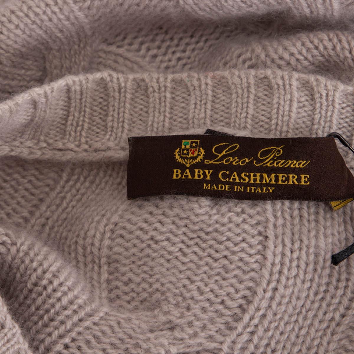 Women's LORO PIANA dusty rose cashmere CABLE KNIT Crewneck Sweater 42 M