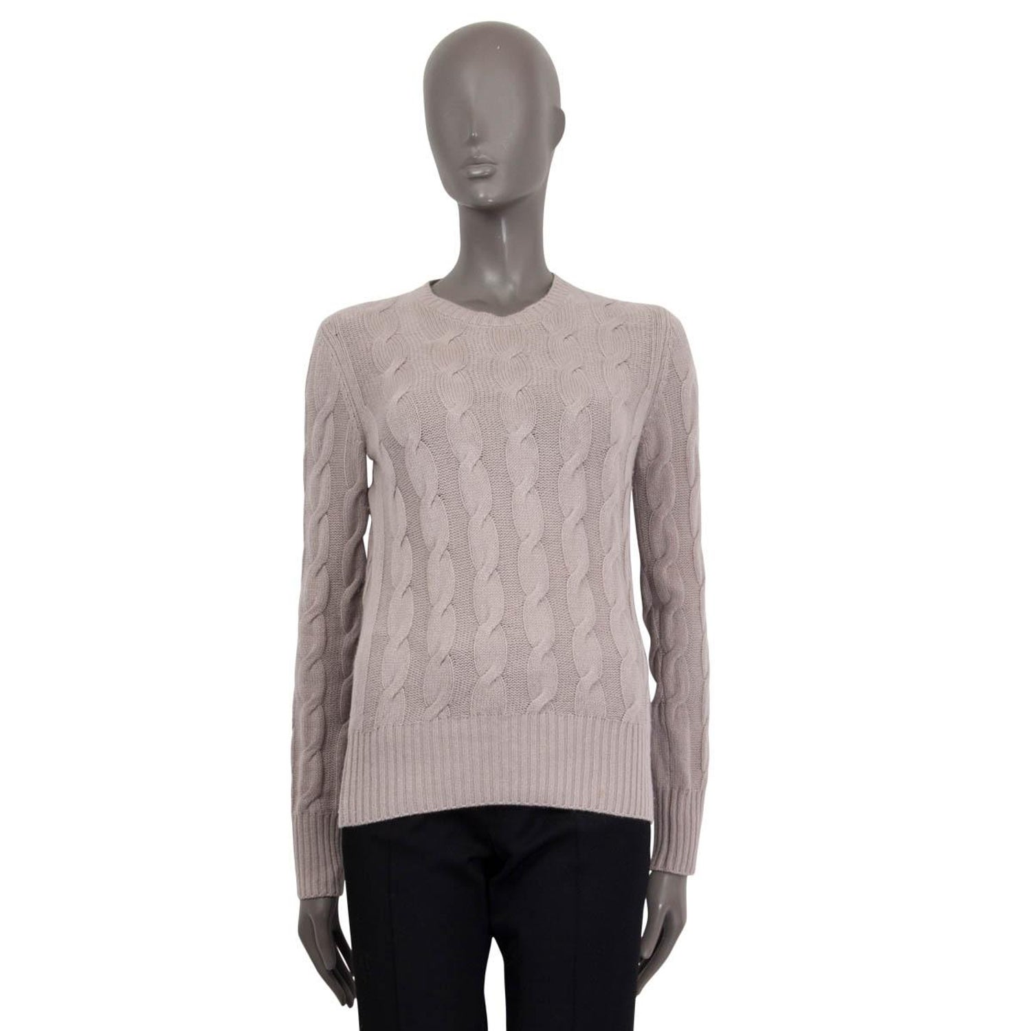 LORO PIANA dusty rose cashmere CABLE KNIT Crewneck Sweater 42 M For Sale at  1stDibs