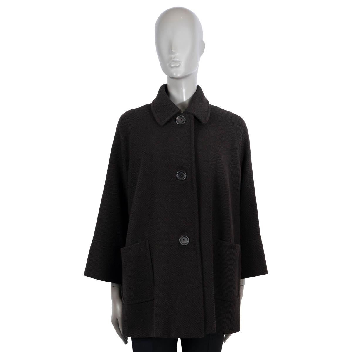 Chaqueta LORO PIANA TEXTURADA mezcla de lana marrón ébano 44 L