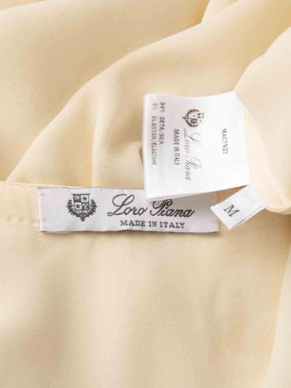 Women's Loro Piana Ecru Silk V-Neck Top Size M For Sale