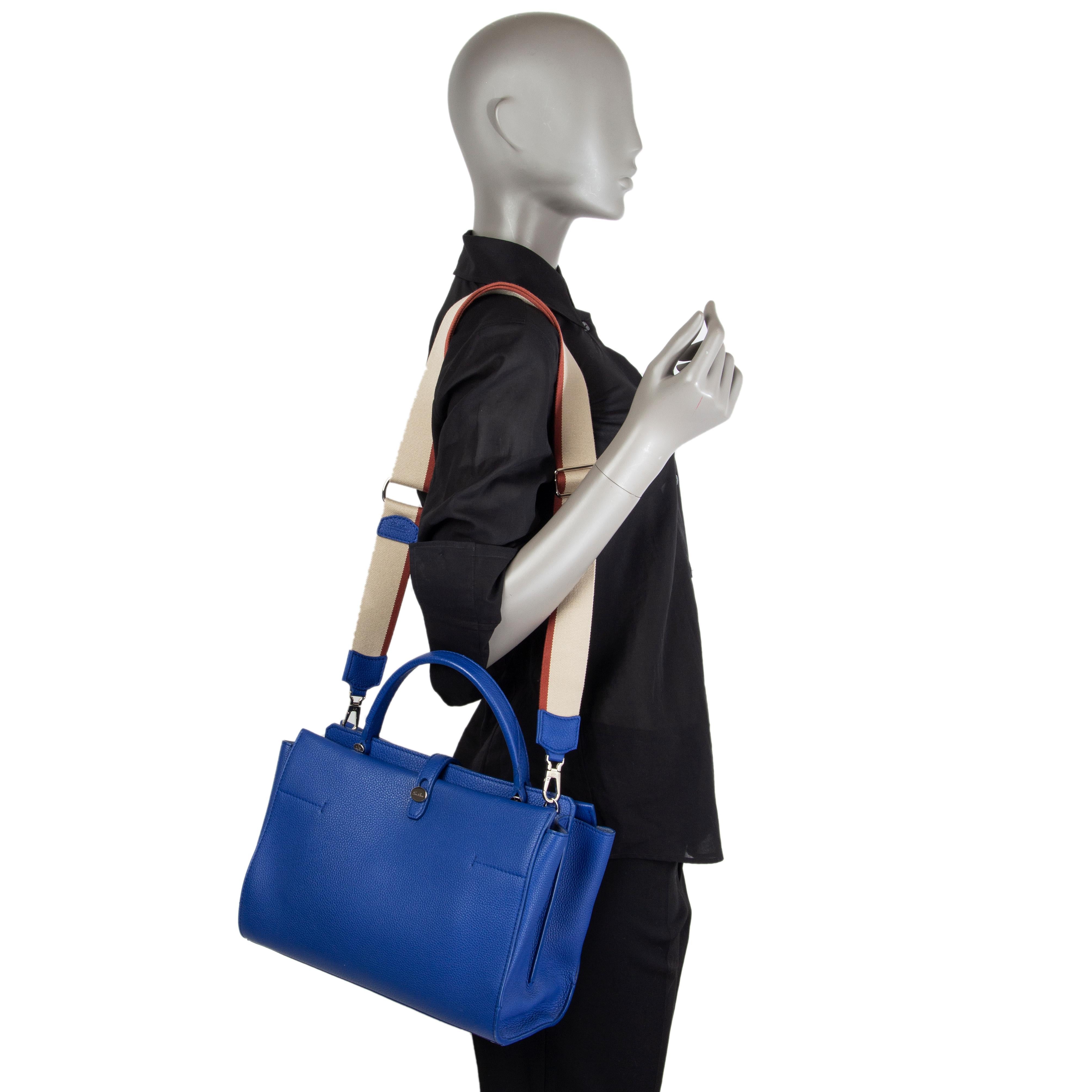 LORO PIANA electric blue leather MEDIUM CLUISEE G ODESSA Shoulder Bag For Sale 6