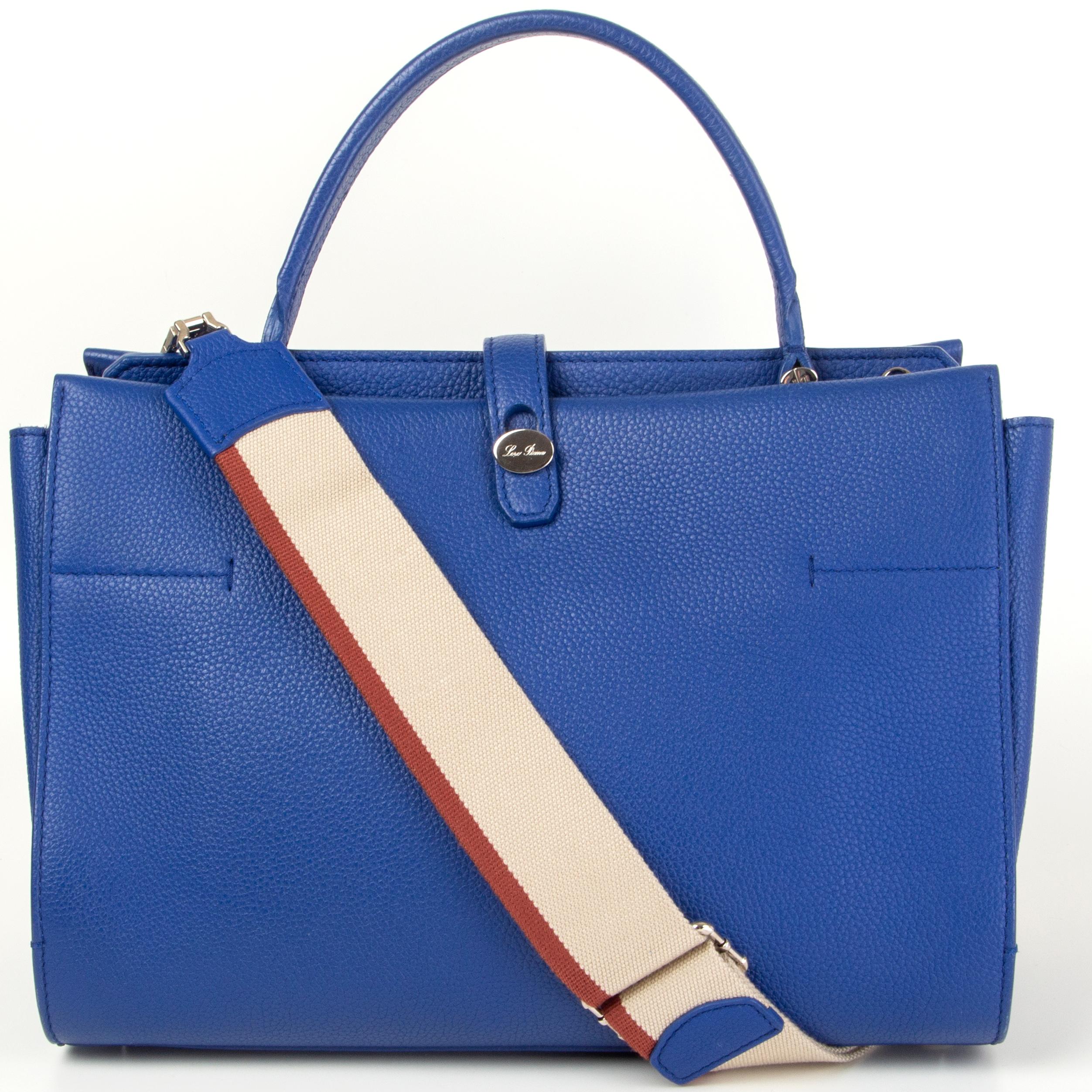 Blue LORO PIANA electric blue leather MEDIUM CLUISEE G ODESSA Shoulder Bag For Sale