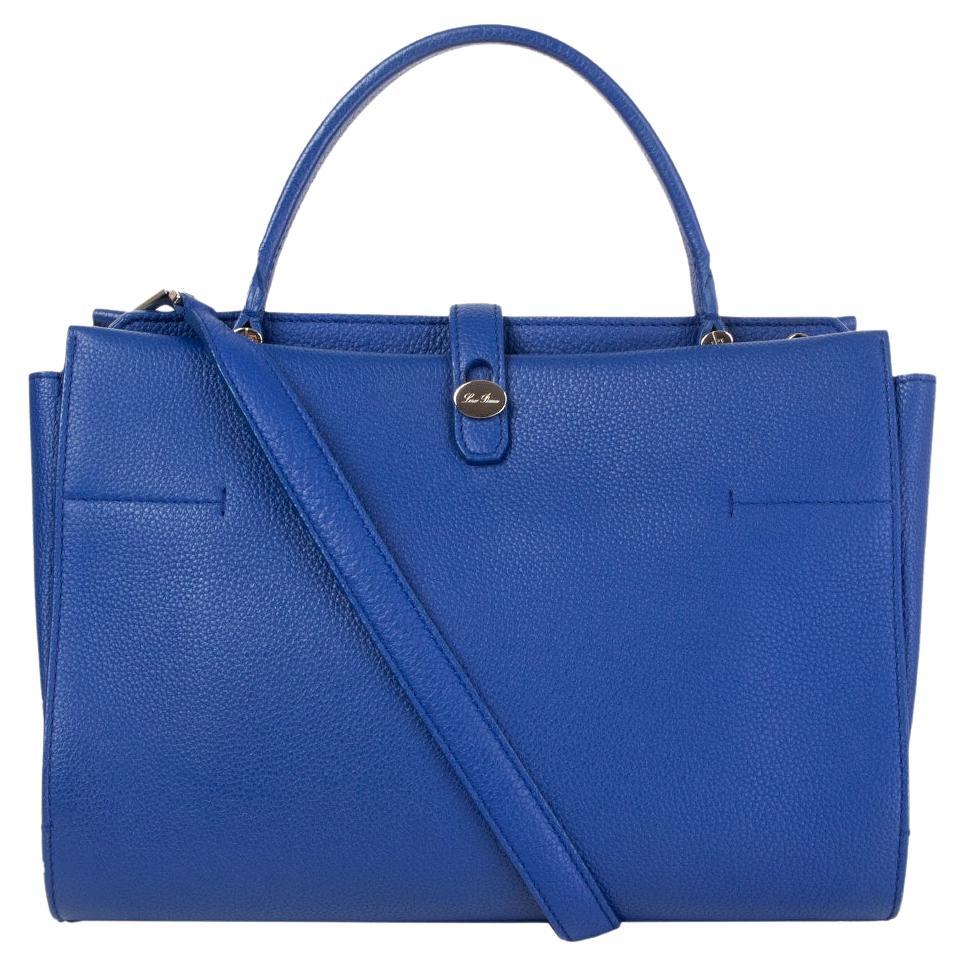 LORO PIANA electric blue leather MEDIUM CLUISEE G ODESSA Shoulder Bag