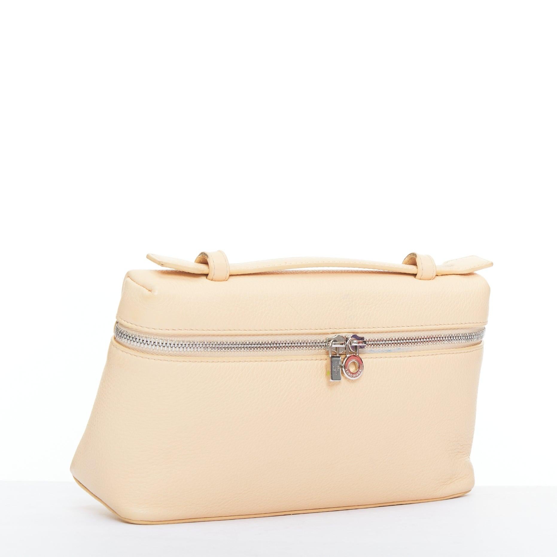 Beige LORO PIANA Extra Pocket L19 beige grained leather pouch crossbody bag