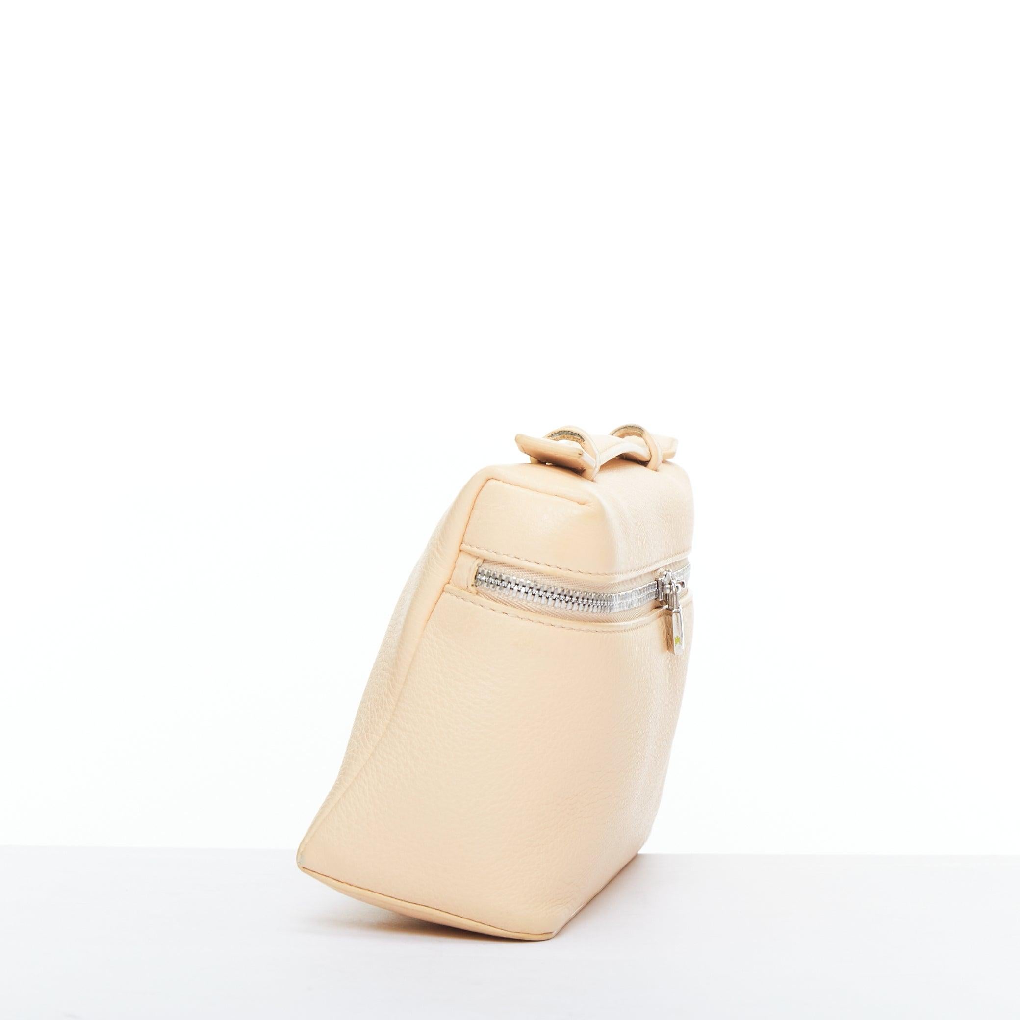 LORO PIANA Extra Pocket L19 beige grained leather pouch crossbody bag In Good Condition In Hong Kong, NT