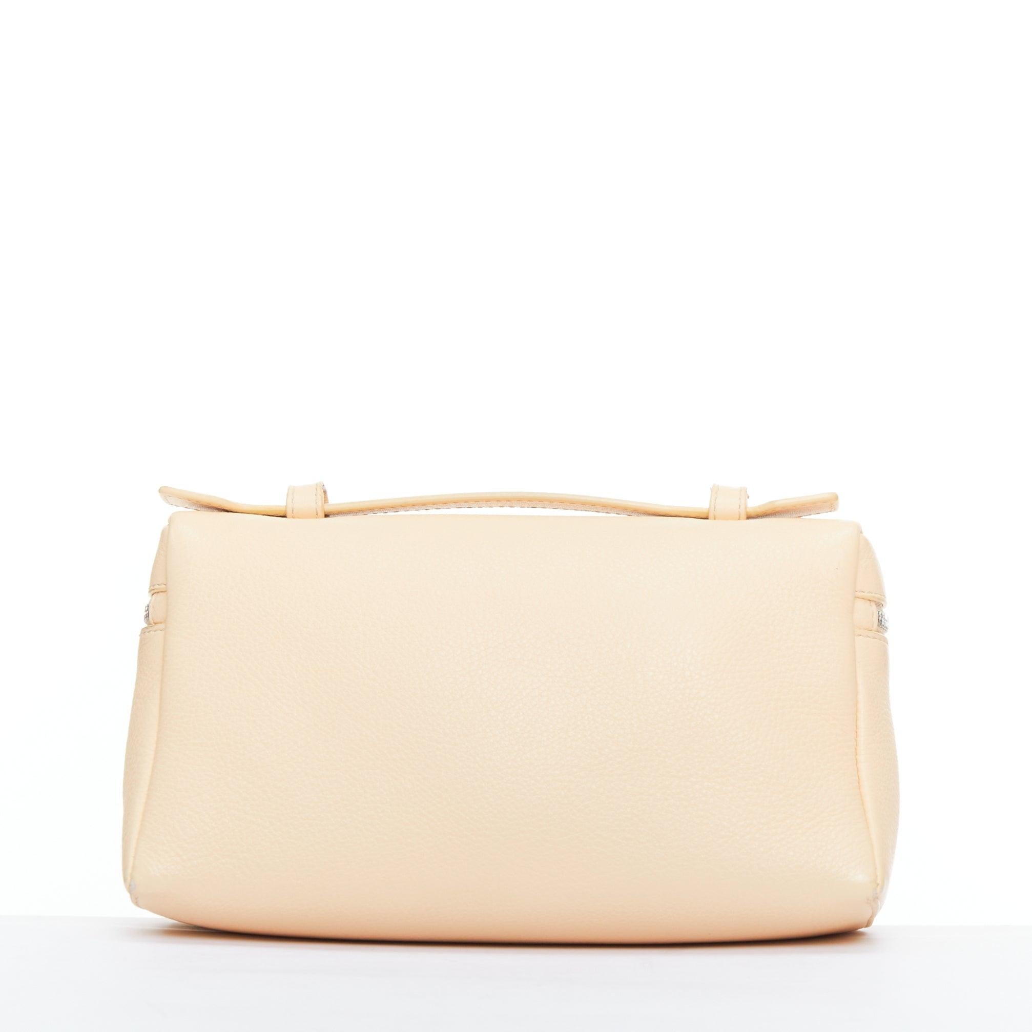 Women's LORO PIANA Extra Pocket L19 beige grained leather pouch crossbody bag