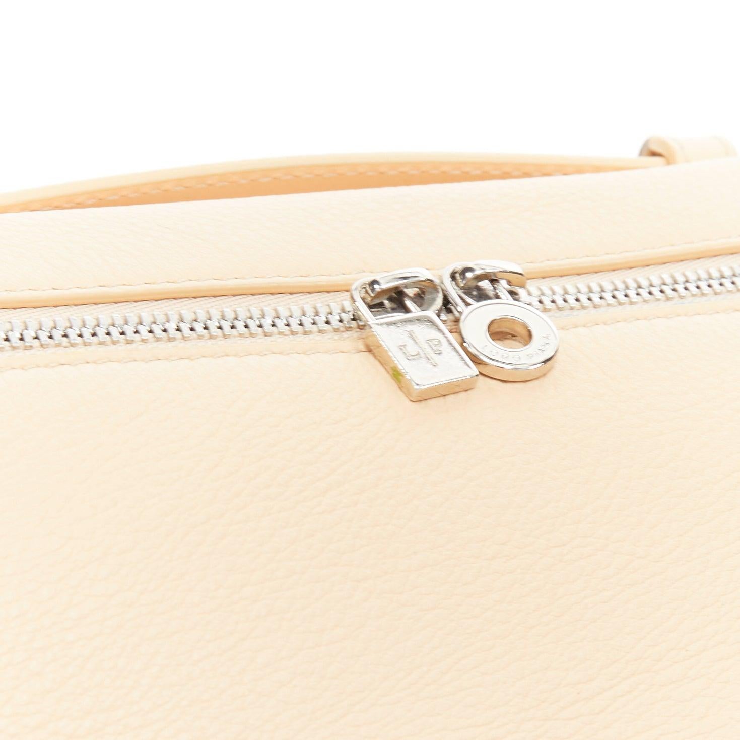 LORO PIANA Extra Pocket L19 beige grained leather pouch crossbody bag 2