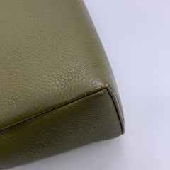 Loro Piana Extra Pocket L19 Grained Calfskin Leather Pouch Bag in Olive Green