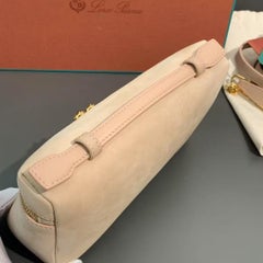 Loro Piana Extra Pocket L19 Nubuck Leather Pouch Bag Gold Hardware