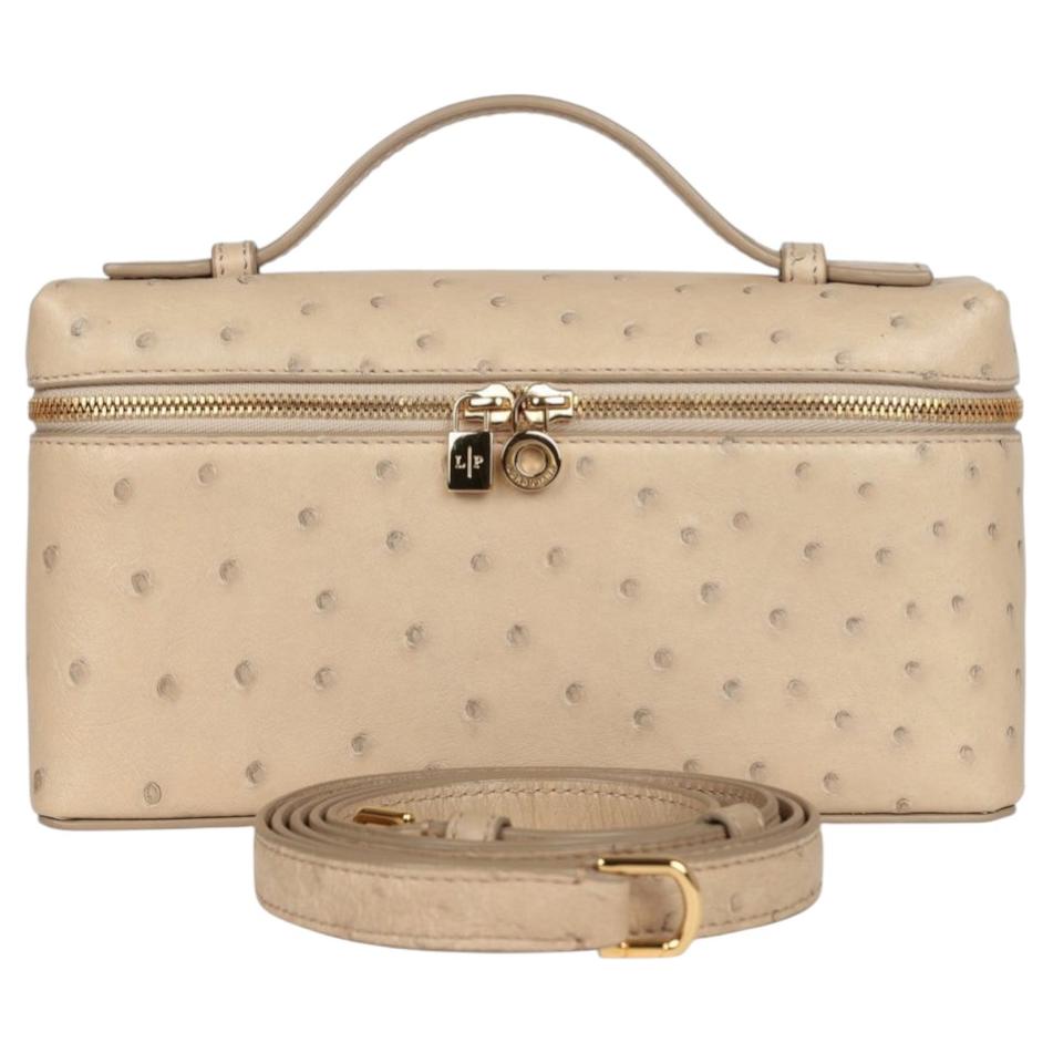 Loro Piana Extra Pocket L19 Ostrich beige with gold hardware pouch