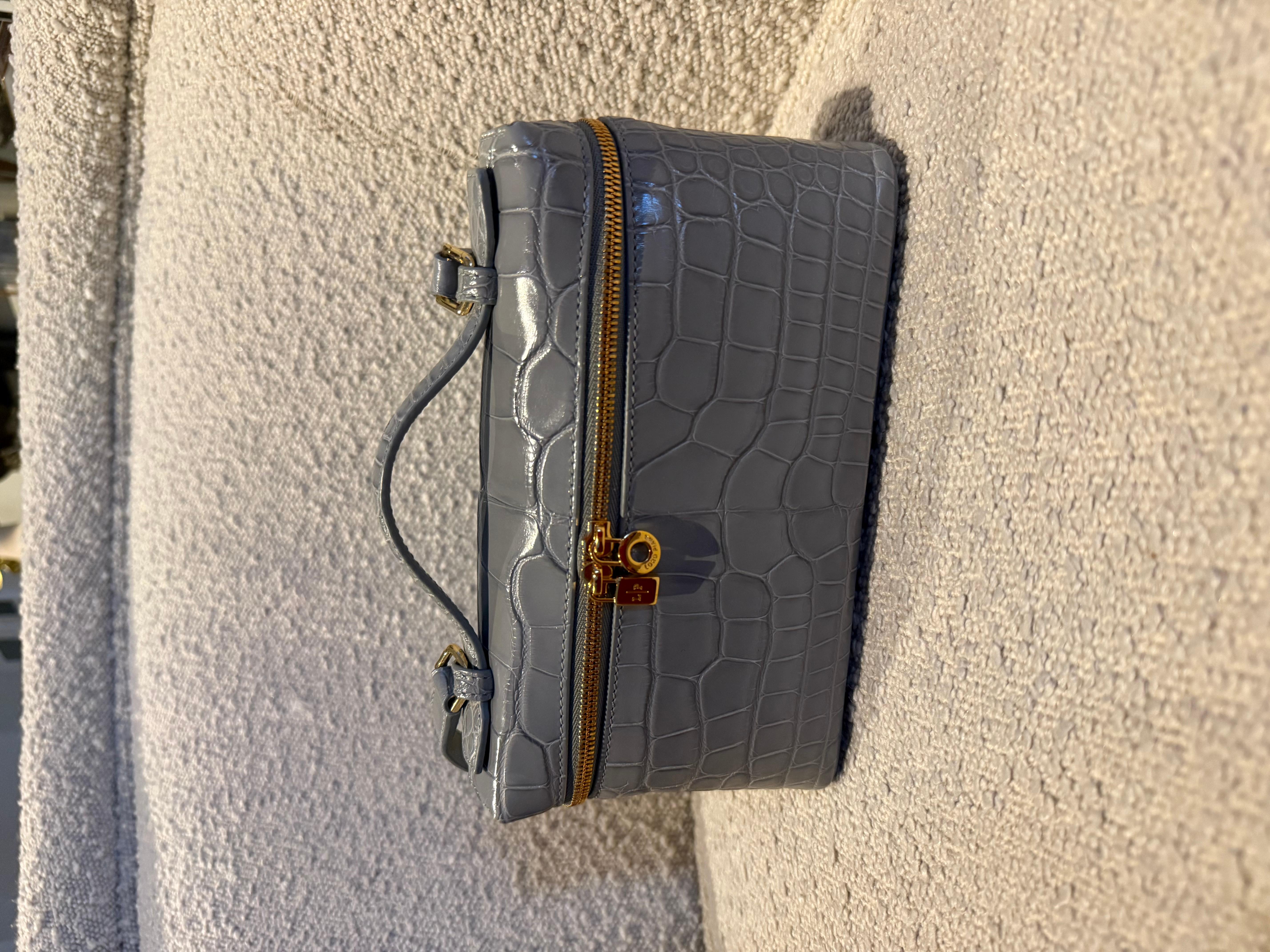 Bolso de mano Loro Piana Extra Pocket L19 de piel de caimán brillante en venta 1