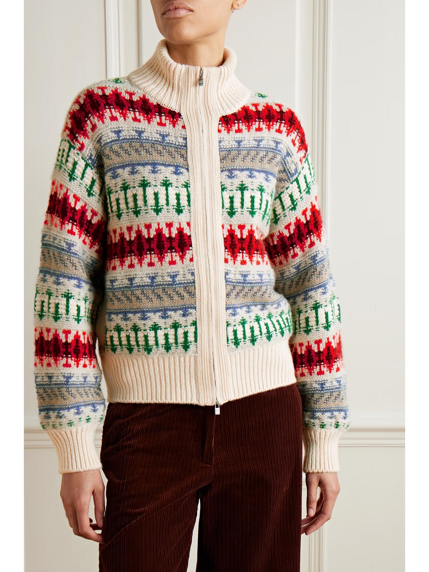 LORO PIANA Fancy White cashmere 2024 NOEL KNIT Bomber Jacket 38 XS For Sale 3