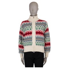 LORO PIANA Fancy White cashmere 2024 NOEL KNIT Bomber Jacket 38 XS