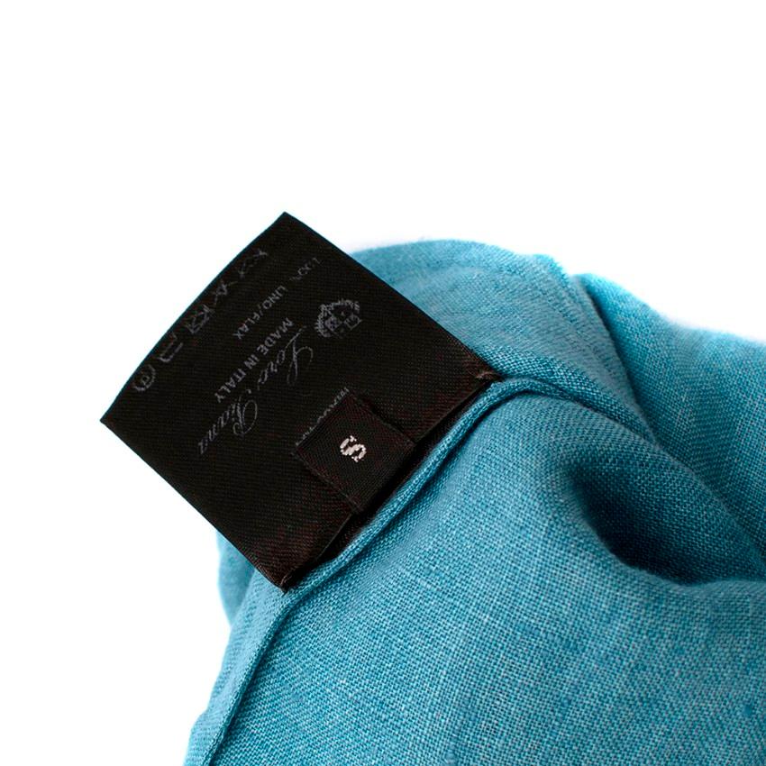 Loro Piana Flax Blue Button-Down Shirt Dress - Size S 5