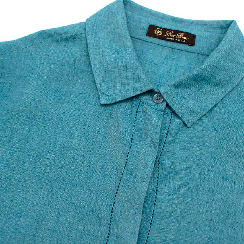Women's Loro Piana Flax Blue Button-Down Shirt Dress - Size S