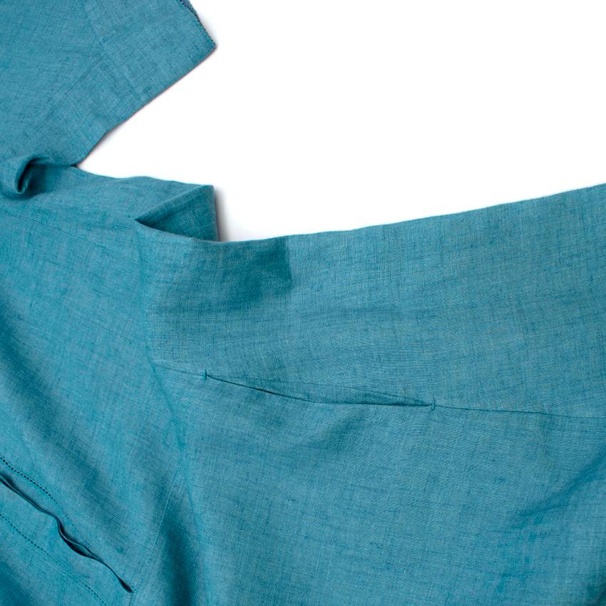 Loro Piana Flax Blue Button-Down Shirt Dress - Size S 1