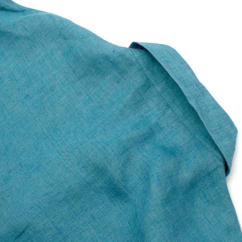 Loro Piana Flax Blue Button-Down Shirt Dress - Size S 4