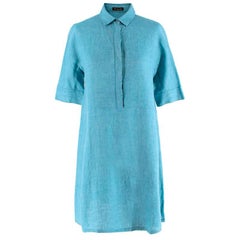 Loro Piana Flax Blue Button-Down Shirt Dress - Size S