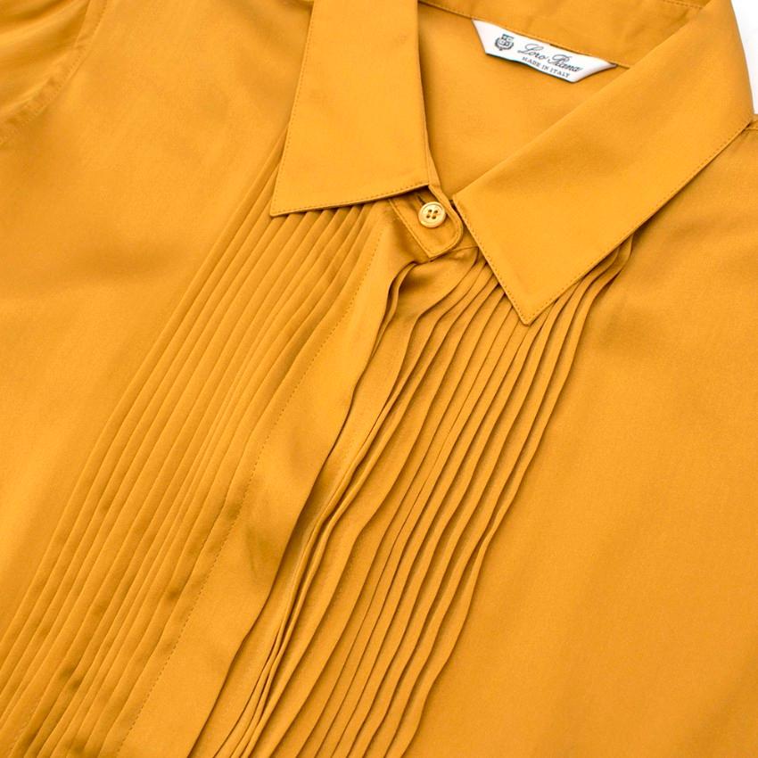 Loro Piana Gold Silk Pleated detail Shirt - Size US 10  In New Condition For Sale In London, GB