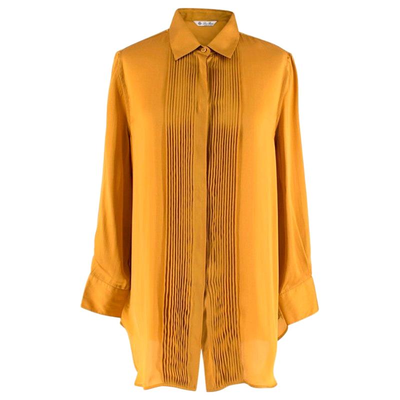 Loro Piana Gold Silk Pleated detail Shirt - Size US 10  For Sale