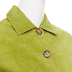 LORO PIANA grass green goat suede brown buttons overshirt jacket IT38 XS