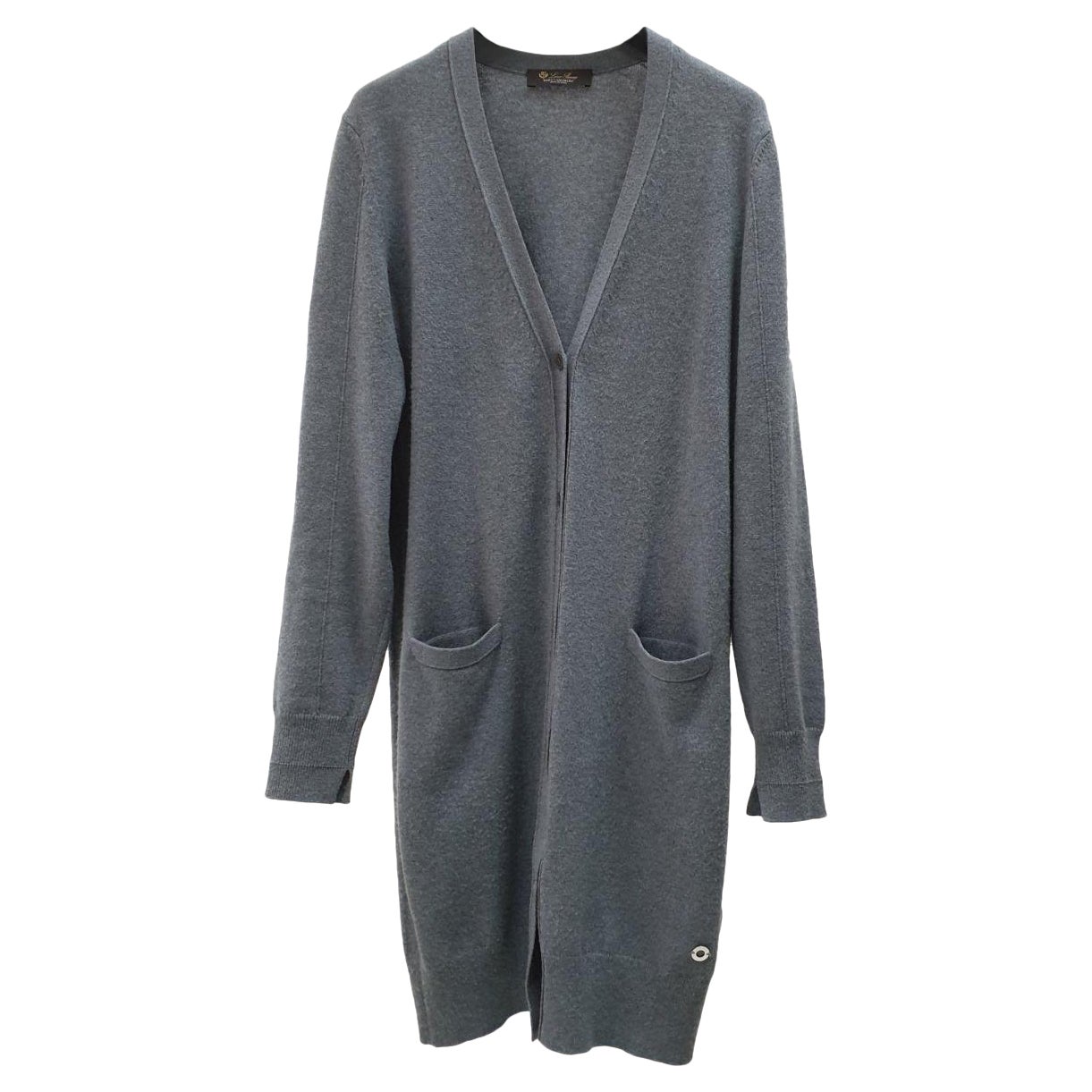 Loro Piana Graue Baby Kaschmir Strickjacke Sz.42