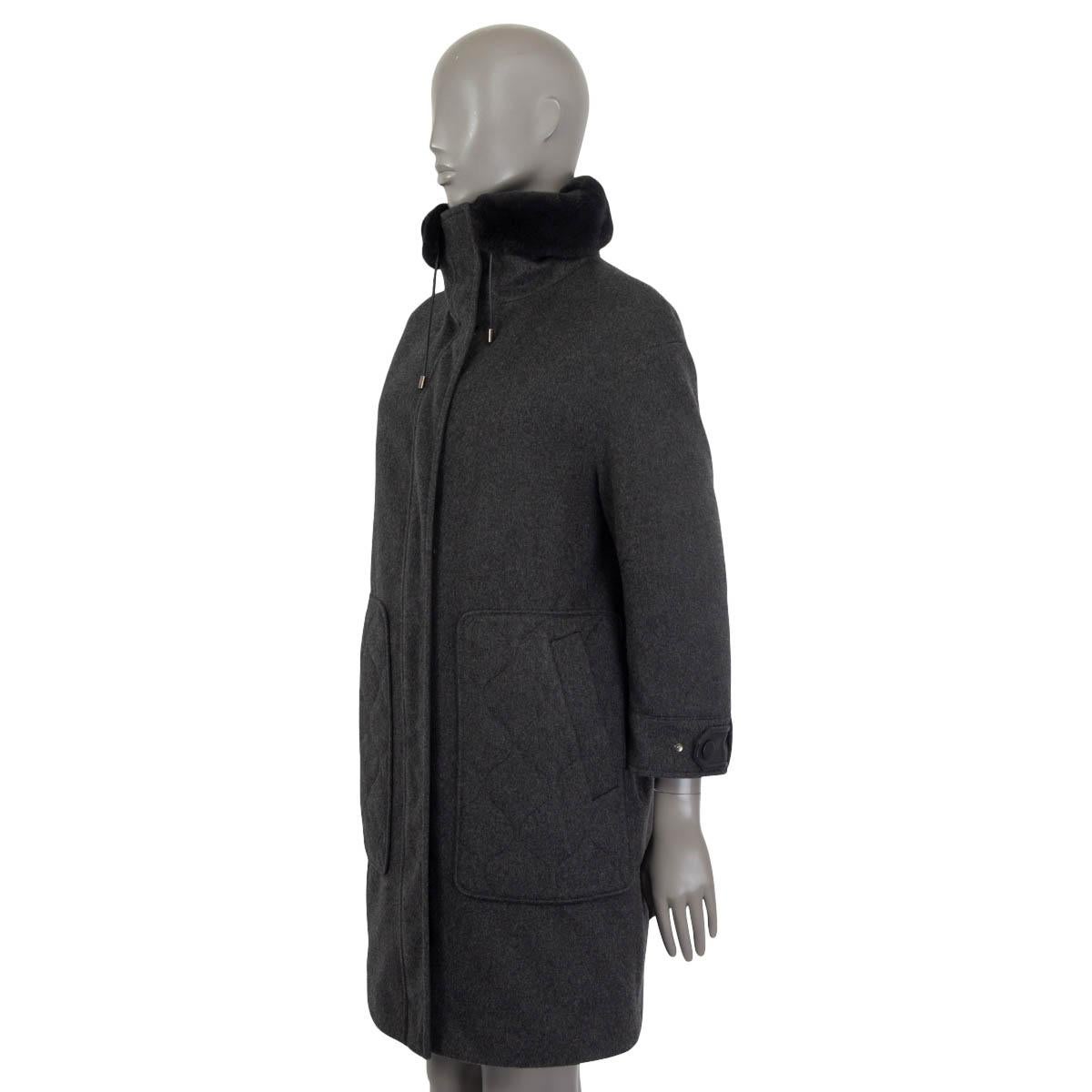 Manteau gris LORO PIANA en cachemire FUR COLLAR STORM SYSTEM 36 XXS Excellent état - En vente à Zürich, CH