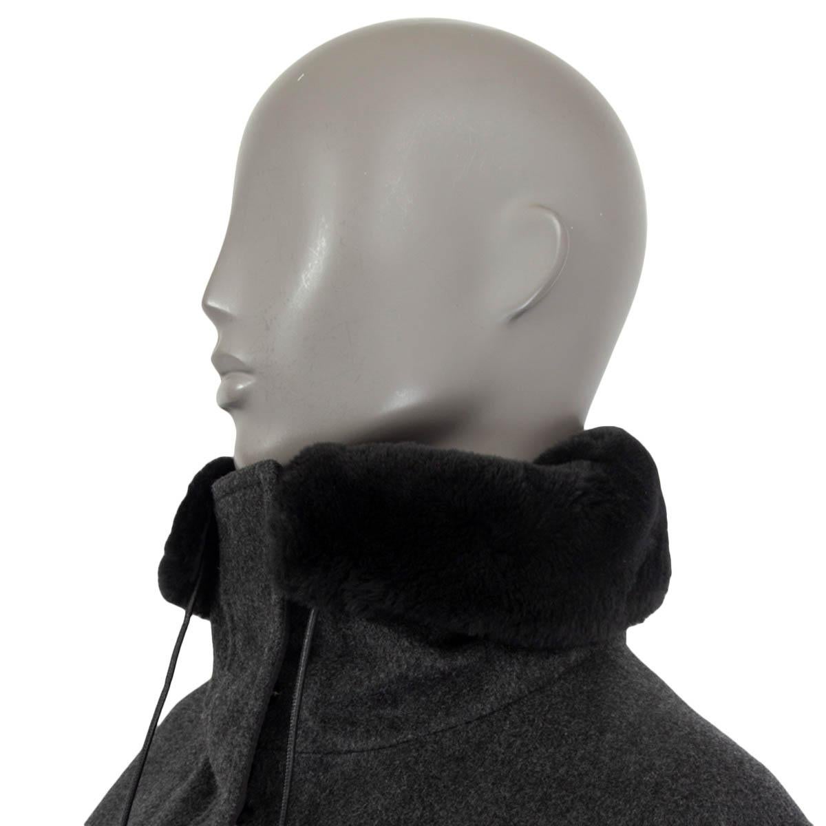 Gray LORO PIANA gray cashmere FUR COLLAR STORM SYSTEM Coat Jacket 36 XXS For Sale
