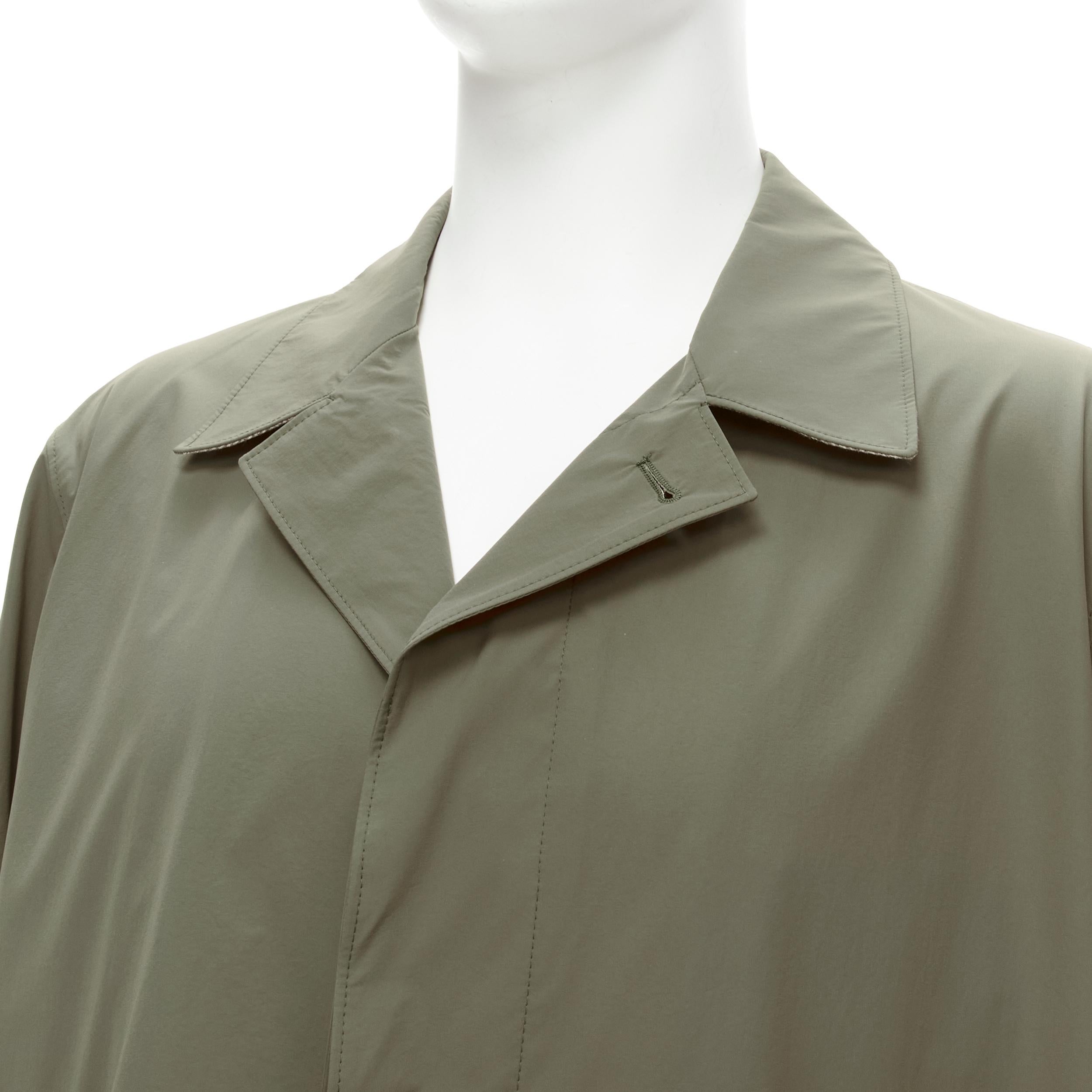 Loro Piana verde classico minimal bottoni invisibili giacca longline cappotto XL
Riferimento: TGAS/D00290
Marchio: Loro Piana
Materiale: Poliammide, misto
Colore: kaki
Modello: Tinta unita
Chiusura: bottone
Fodera: Tessuto Greene & Greene
Dettagli