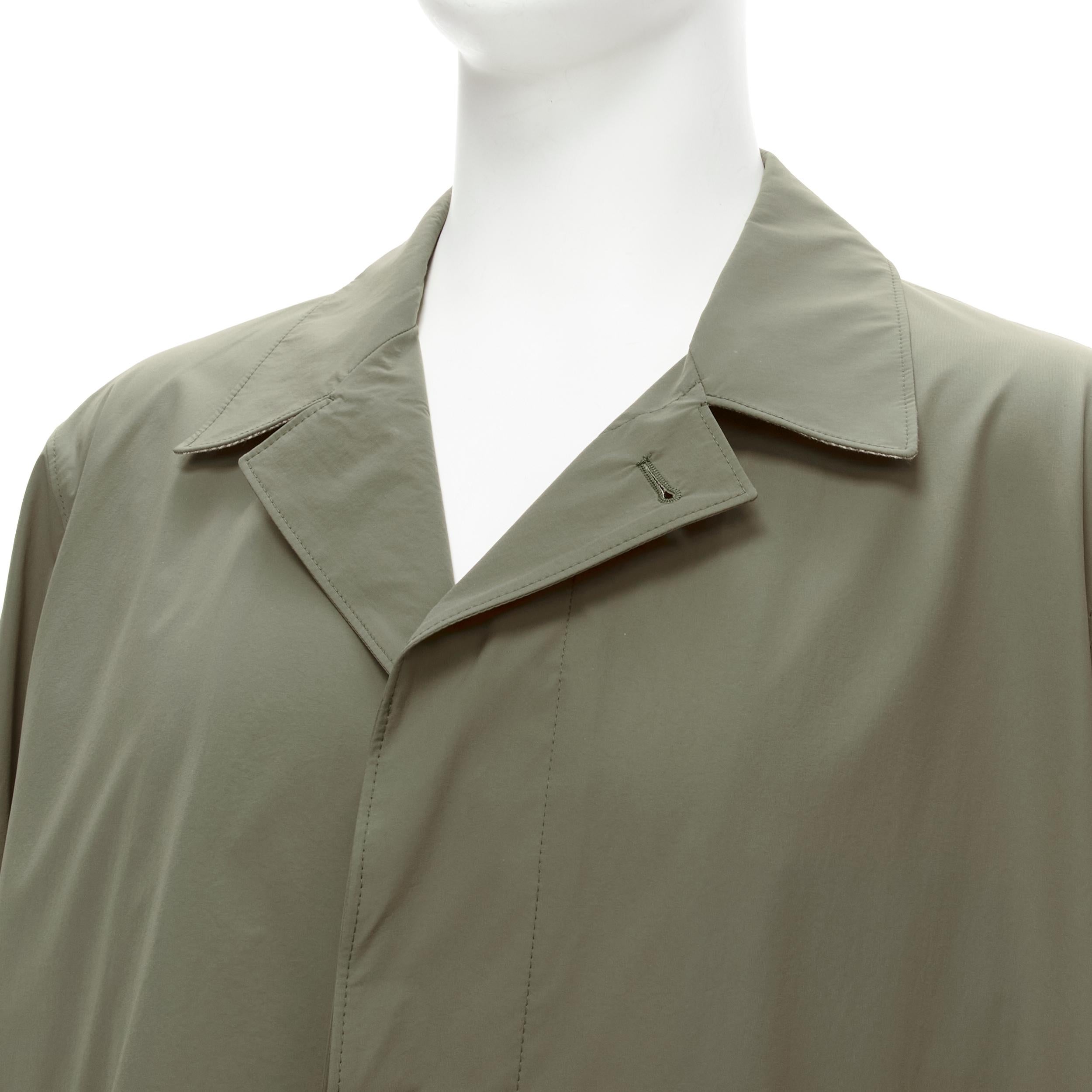 LORO PIANA green classic minimal invisible buttons longline jacket coat XL
Reference: TGAS/D00290
Brand: Loro Piana
Material: Polyamide, Blend
Color: Khaki
Pattern: Solid
Closure: Button
Lining: Green Fabric
Extra Details: Invisible button details.