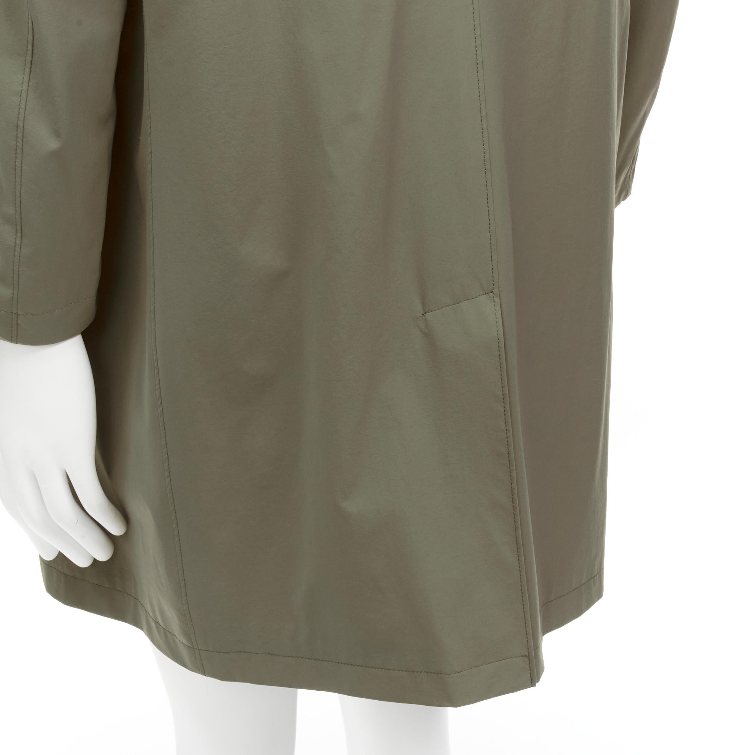 Loro Piana verde classico minimal bottoni invisibili giacca longline cappotto XL in vendita 3