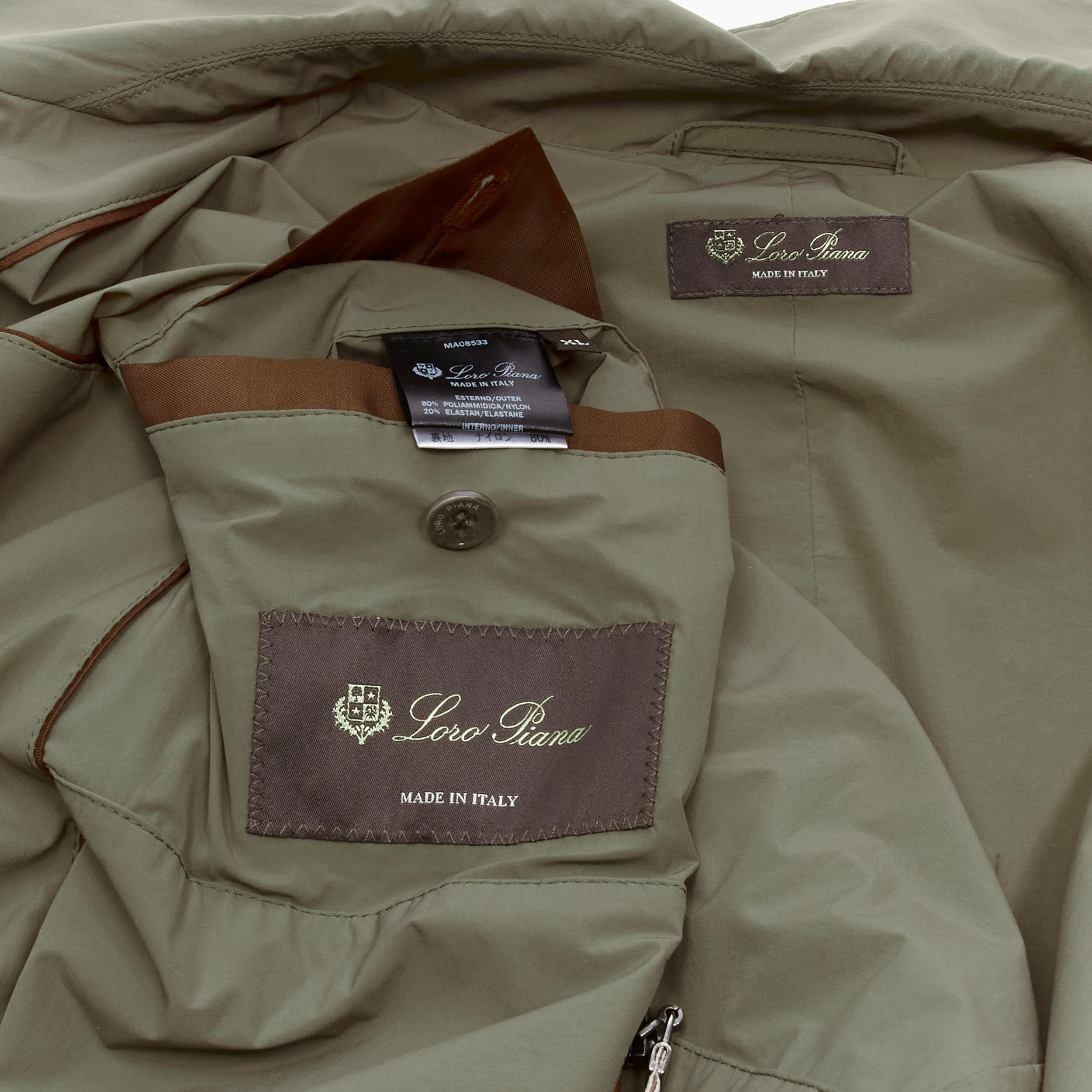 Loro Piana verde classico minimal bottoni invisibili giacca longline cappotto XL in vendita 4