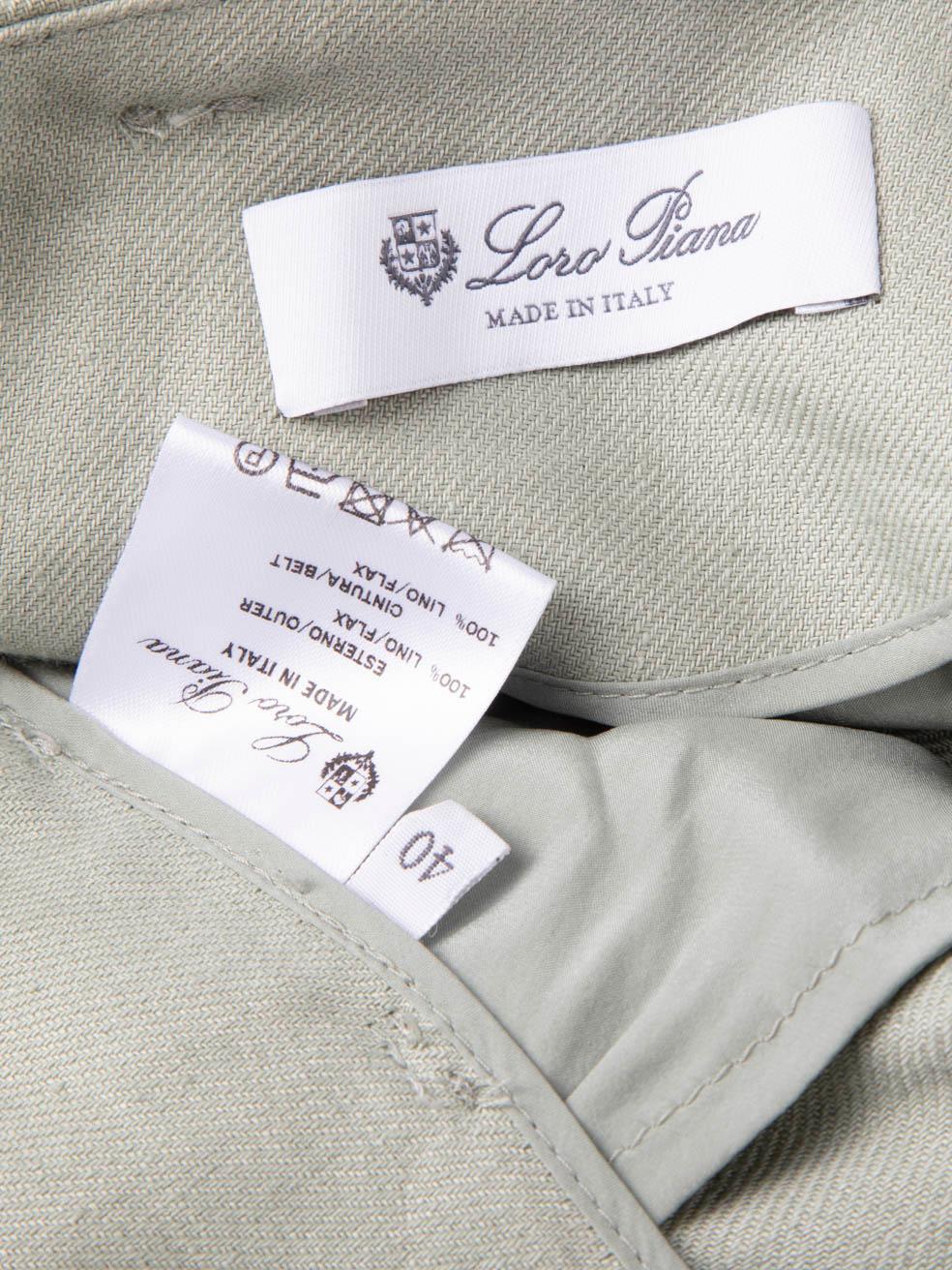 Loro Piana Green High Rise Belted Trousers Size S 1