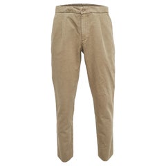 Loro Piana Grüne Hose aus Leinenmischung mit Kordelzug L