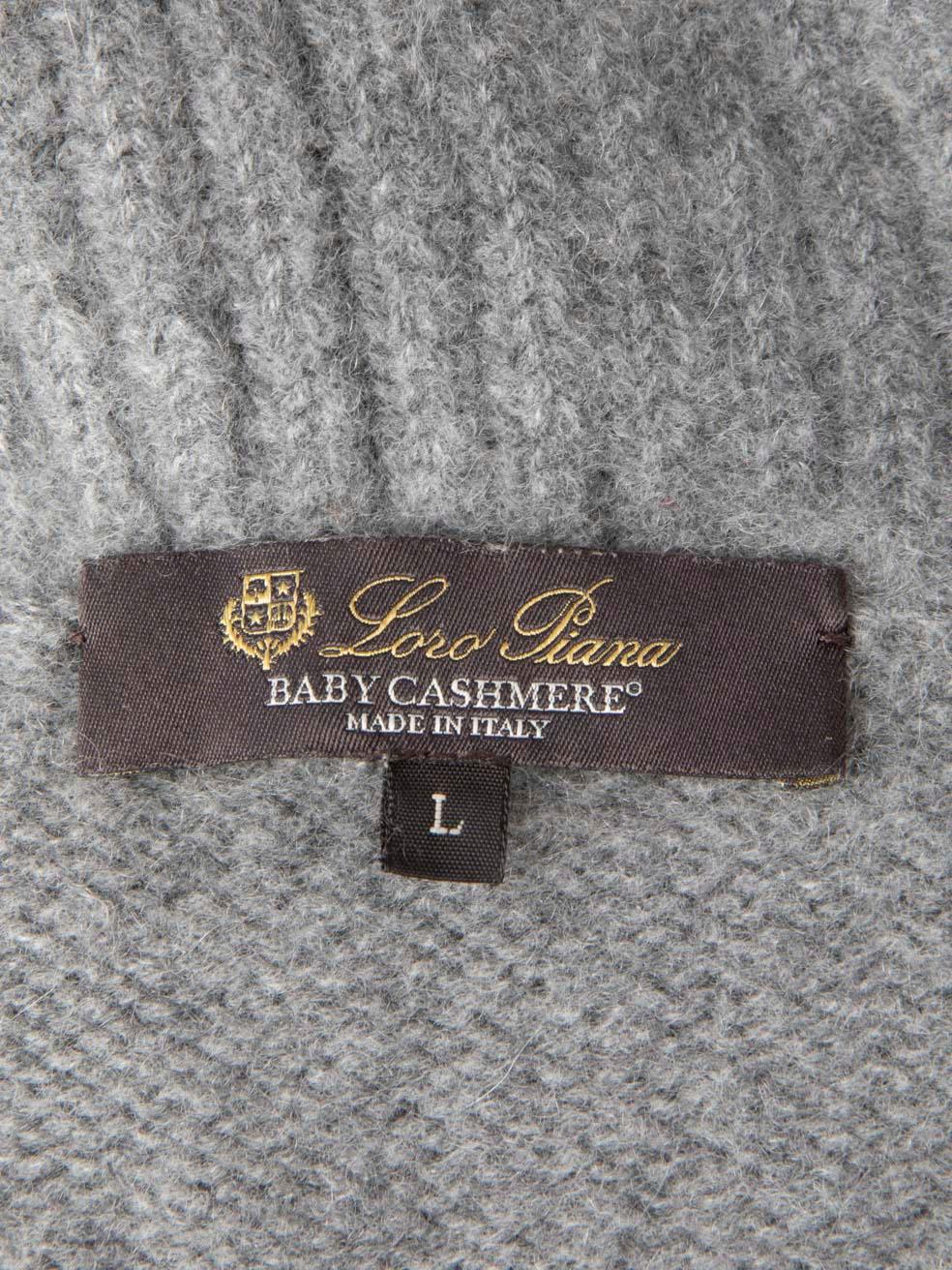 Women's Loro Piana Grey Baby Cashmere Turtleneck Jumper Size L