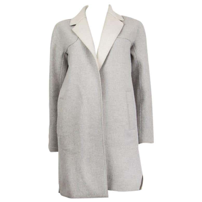 PRADA nude and grey FAUX FUR 3/4 Sleeve Collarless Coat Jacket 40 S For ...