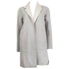 LORO PIANA - Manteau ouvert en cachemire gris et beige, taille 36 XXS