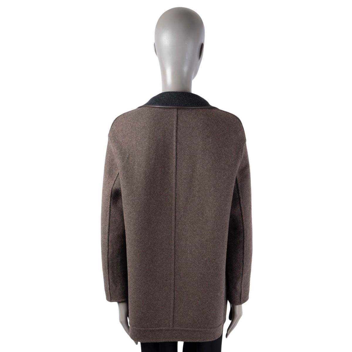 LORO PIANA grey & brown cashmere JIMI REVERSIBLE LEATHER TRIM Jacket S 1