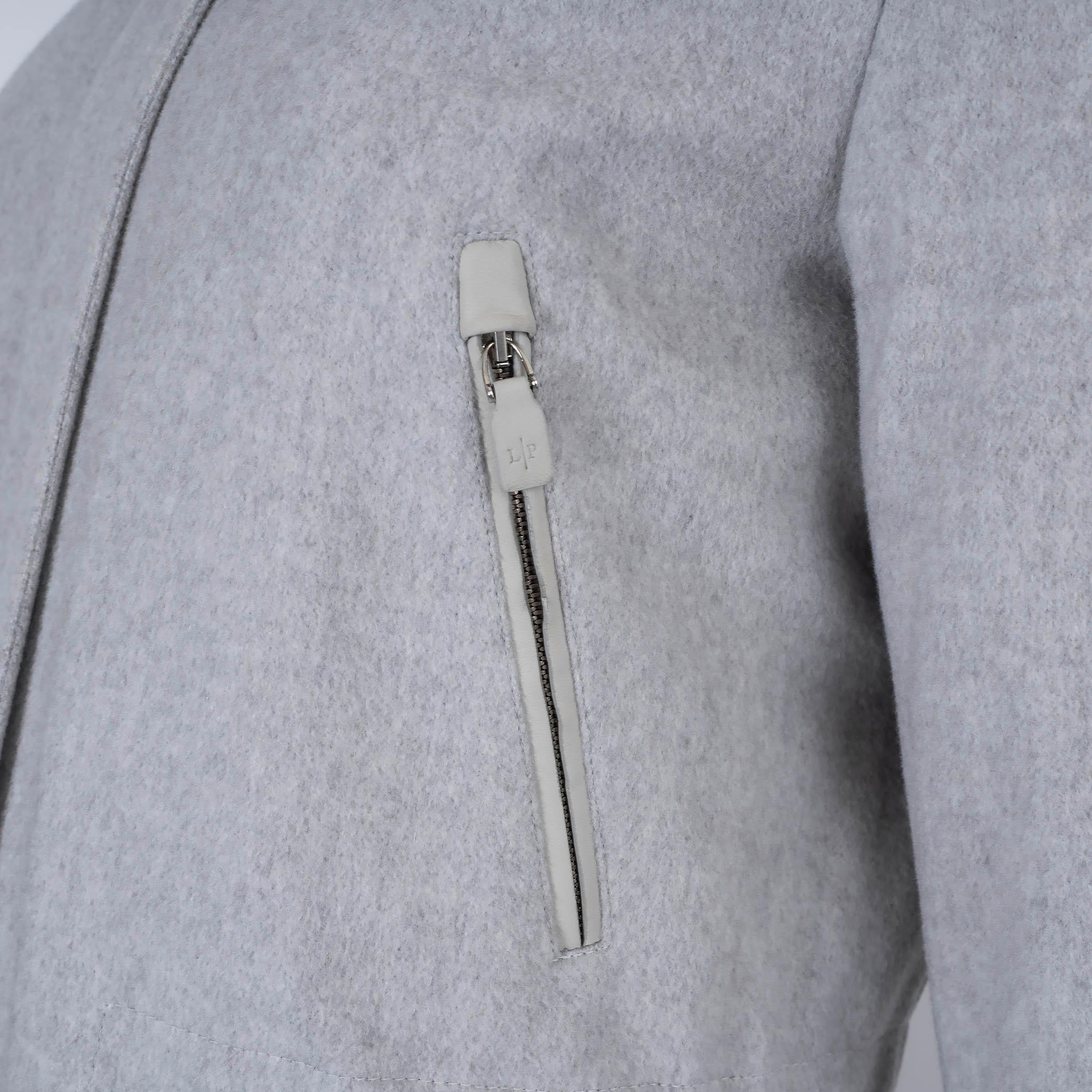 LORO PIANA grey cashmere 2015 KLEIN FUR TRIM PARKA Jacket 40 S For Sale 1
