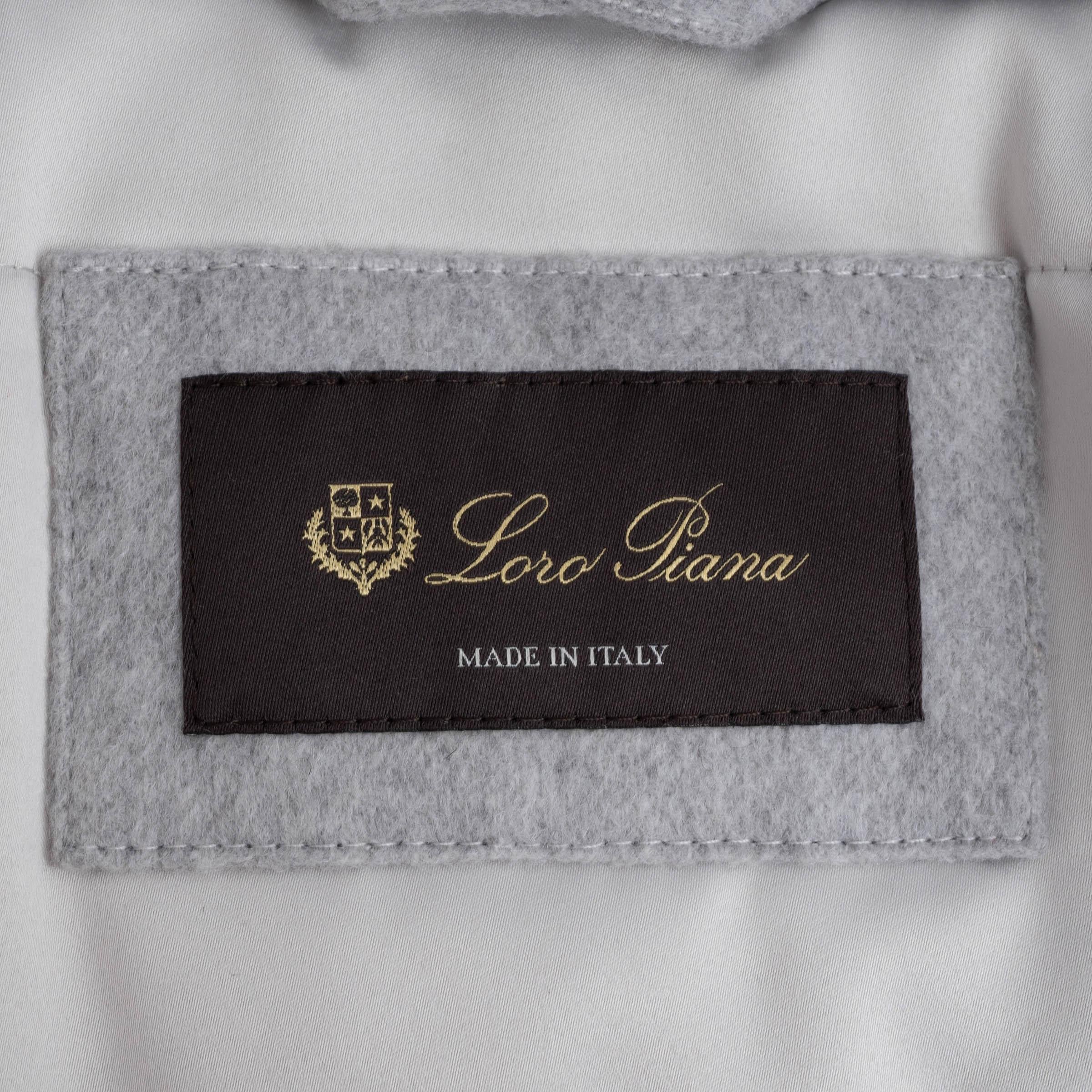 LORO PIANA grey cashmere 2015 KLEIN FUR TRIM PARKA Jacket 40 S For Sale 2