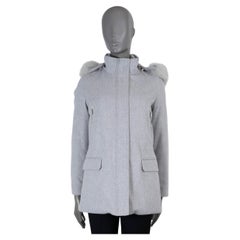 LORO PIANA grey cashmere 2015 KLEIN FUR TRIM PARKA Jacket 40 S